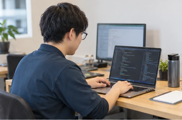 パソコンでWebの作業を進める