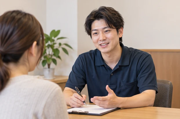 相談を受け、内容を記録する